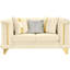 Velours victorien de style Mid-Century 69 pouces beige avec embellissements en acier inoxydable doré, brodé, 1 oreiller en fourrure et 2 bandes, siège souple, cadre en bois pouces, beige, victorien, moderne,-16171359-16171345-16171347
