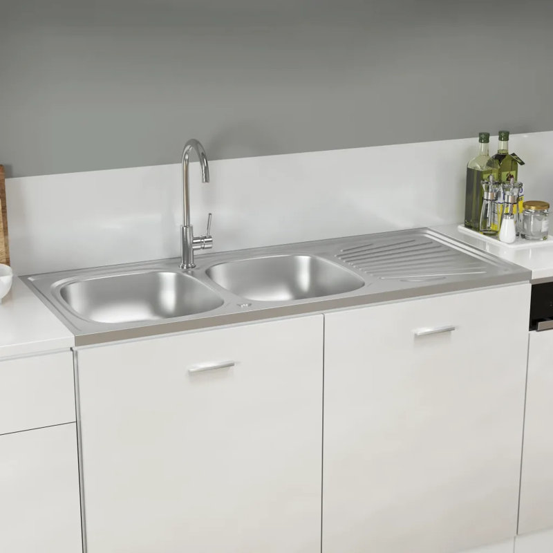 Belfry Kitchen Toney 600mm W Single Bowl Steel Freestanding Kitchen Sink with 1 Faucet Hole