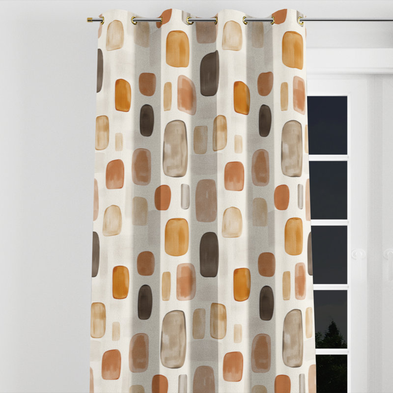 Country Farmhouse Velvet Curtains - Brown Badita Grommet Curtain - 1 Panel, Gold Grommets, 52" W x 108" L