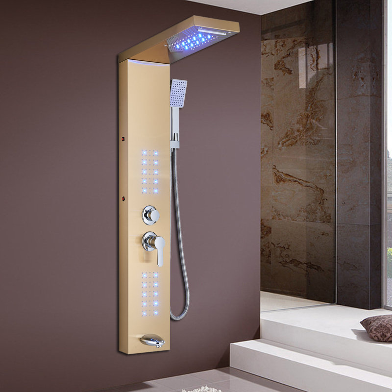 45'' Shower Panel with Fixed Shower Head, Brushed Gold