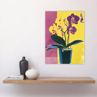 Orchid Flower Pot Yellow Painting Wall Art Print