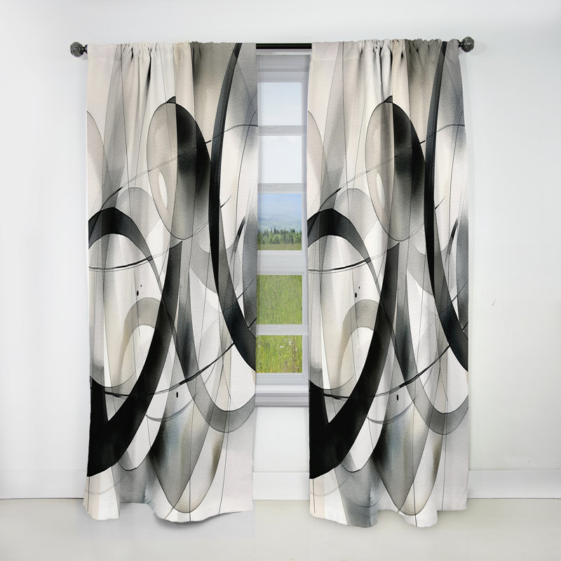 Abstract Neutral XV - Abstract Geometric Blackout Abstract Curtain - 1 Panel, 52" W x 95" L