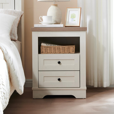 Farmhouse Nightstand , End Table, Side Table with 2 Drawers Storage Cabinet for Bedroom