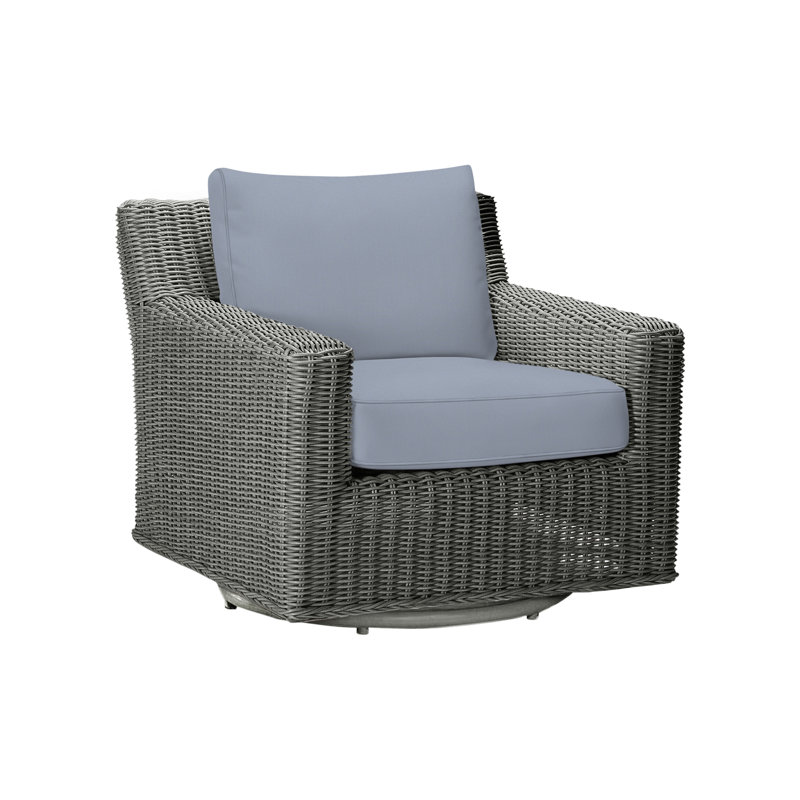Rustic Woven Swivel Lounge And Speaker Slate Gray, Slate Gray, Welt, Arbor Chambray Dove Sunbrella®