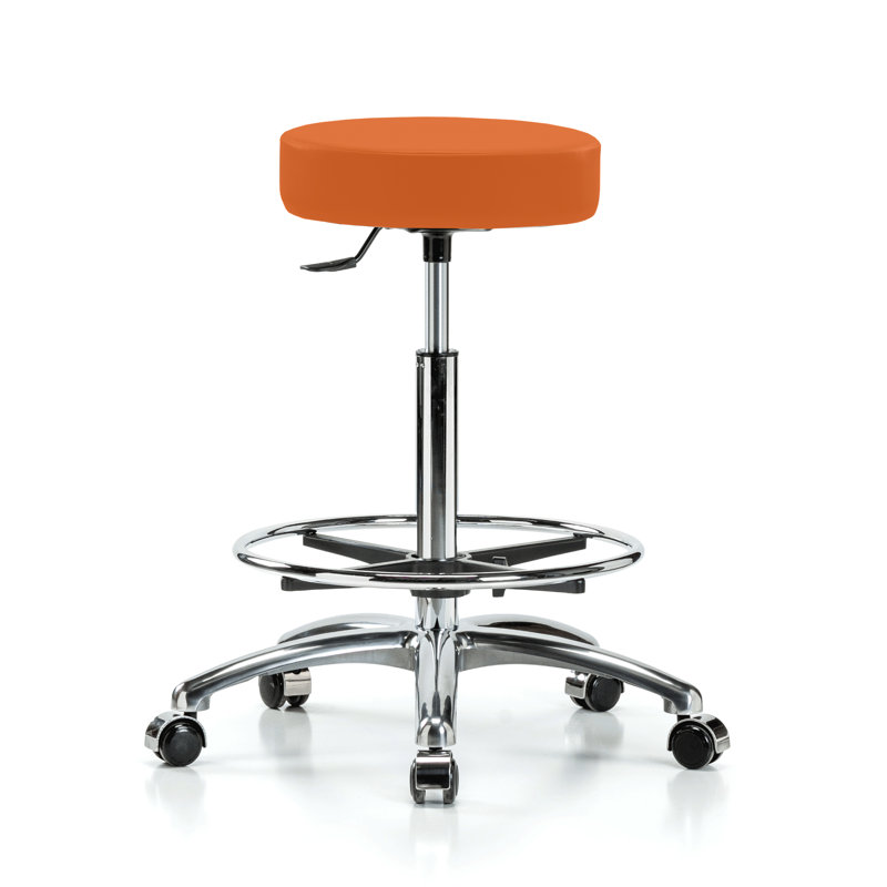 Tabouret pivotant à un levier avec anneau de pied PERCH | Hauteur du banc élevé: 24 à 34 po, Vinyl Orange Kist