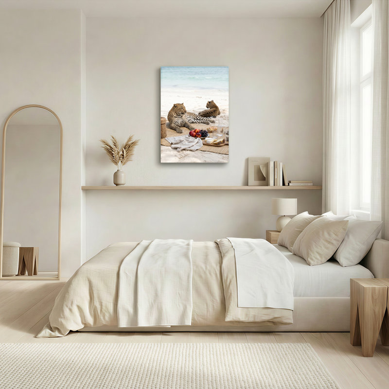 Ensemble de 1 tableau sur toile « Plage léopard », H 18 po x l 12 po, Toile tendue