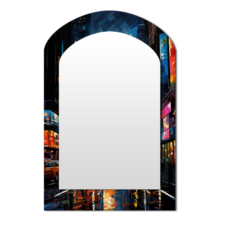 New York City Time Square Lights II - Miroir mural Modern Arch, 43 po x 33 po