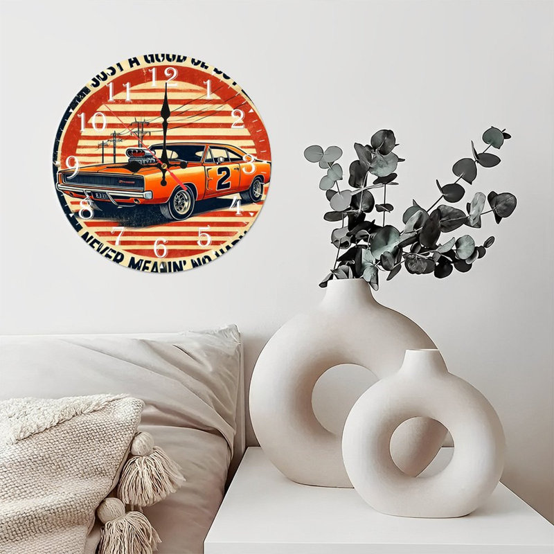 Horloge murale en bois 10 po, mouvement silencieux, à piles (piles AA non incluses), décor artistique, parfait pour les décorations