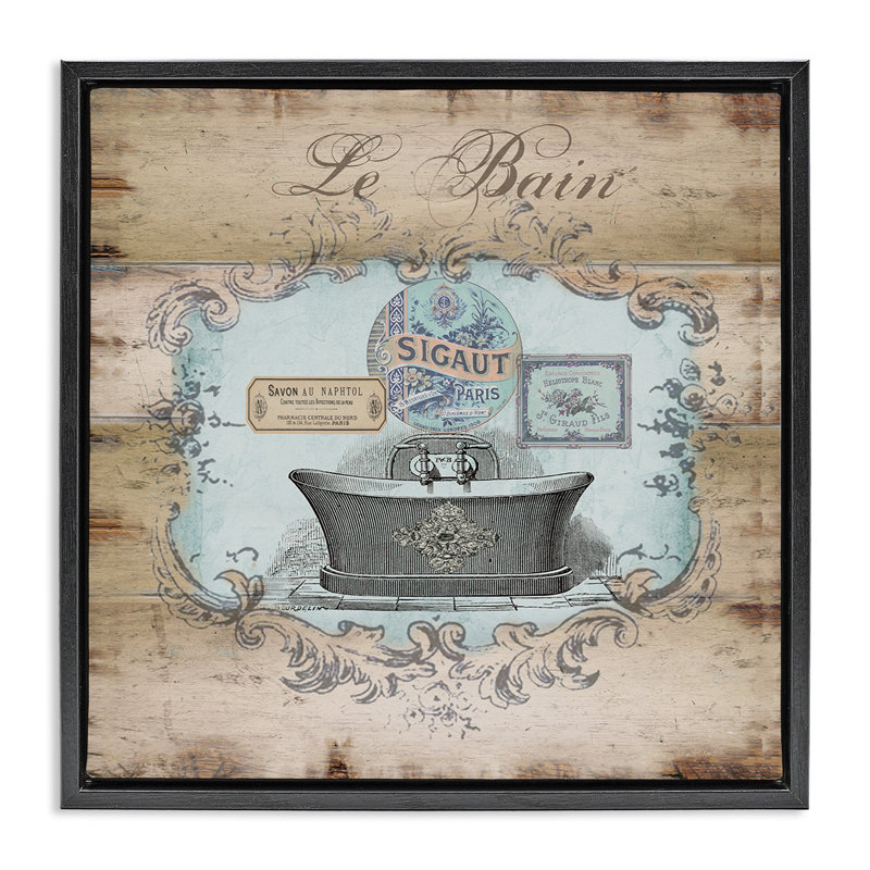 Art mural sur toile flottante Le Bain, de style rétro, par Tre Sorelle Studios WRP-1104, Cadre flottant noir de jais