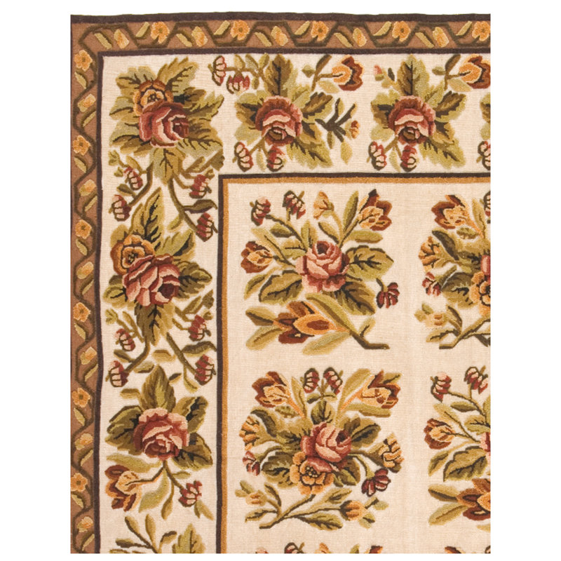 Wool Floral Area Rug, Rectangle 10' x 14'
