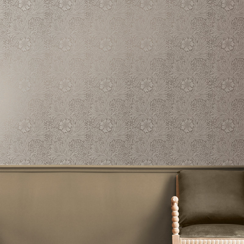 William Morris At Home SS24 Floral Metallic Wallpaper Double Roll, Neutral