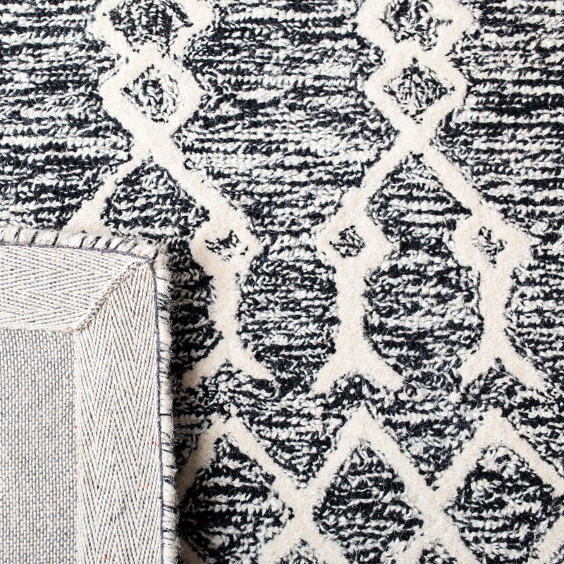 Tapis ivoire / noir en laine touffeté à la main Jacks Southwestern, Rectangle 6 pi x 9 pi