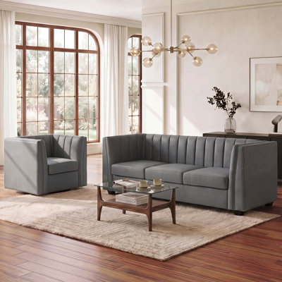Ensemble de meubles de salon 3 pièces avec canapé capitonné 3 pièces