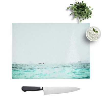 Tempered Glass Boat Ride Through Thailand Chopping Board