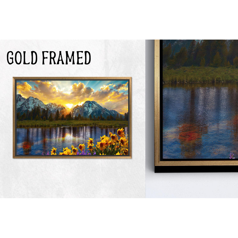 «Grand Teton Sunset», reproduction d'art sur toile, décor de paysage doré, Hauteur : 11,9 pouces x Largeur : 15,8 pouces
