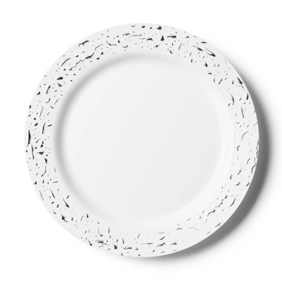 Disposable White Round Plastic Plates 10 inches- Pebbled