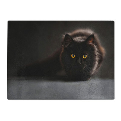 Black Cat  Glass Chopping Board