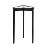 Clover Cigar Table With Reversible Lacquer And Natural Grasscloth Top In Matte Green Lacquer
