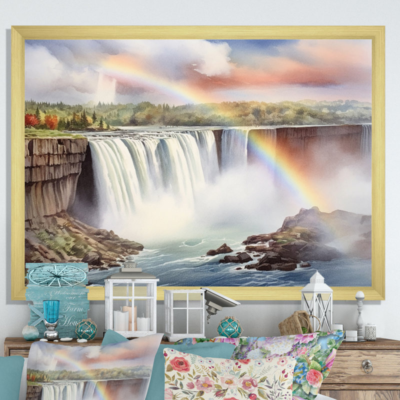 «Nigara Falls Dreams Waterfall II», art mural sur toile canadien, H 12 po x l 20 po x P 1 po, Cadre photo doré simple