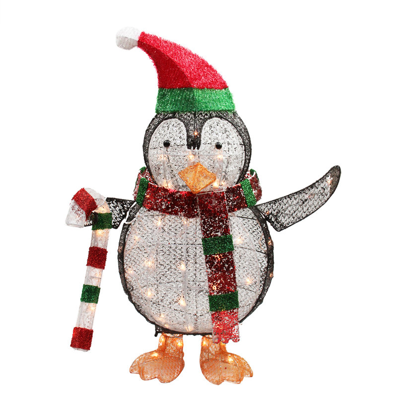 Décoration de Noël 34 po pingouin avec canne en bonbon