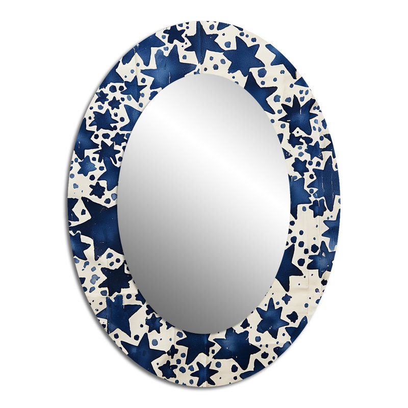 Starry Night Skies - Miroir mural moderne bleu ovale, 40 po x 30 po