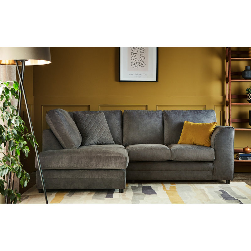Chaudri 3 Seater Corner Sofa Chaise, Pewter, Left Hand Facing