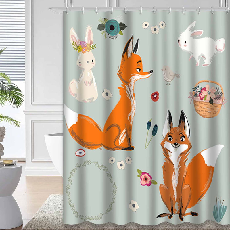 Mignon rideau de douche à motif floral avec 12 crochets, L 72 po x l 72 po