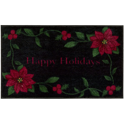Tapis à main vert/rouge/noir touffeté à la main joyeux fêtes Berlin