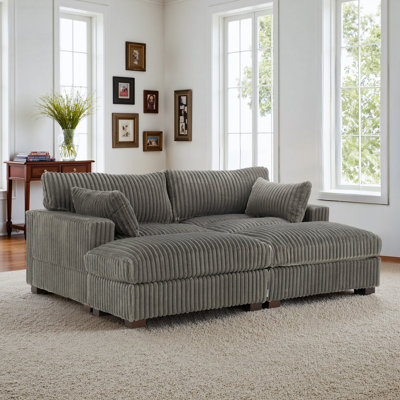 4-Piece Flannel Sectional Sofa