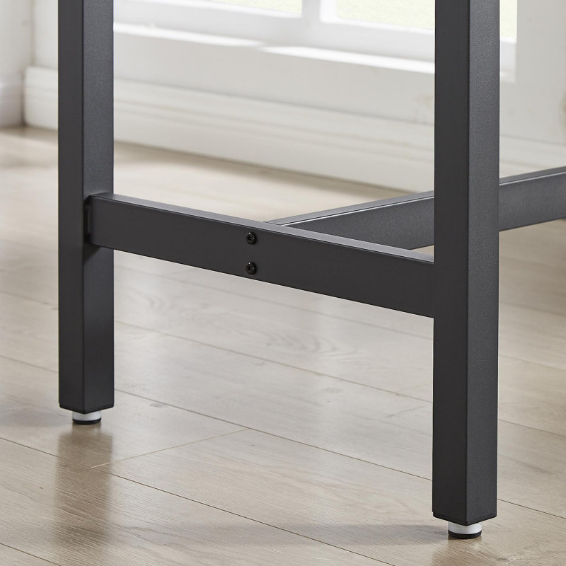 Ensemble de table de bar avec 4 tabourets de bar en polyuréthane avec dossier, gris, l 47,24 po x l 23,62 po x H 35,43 po