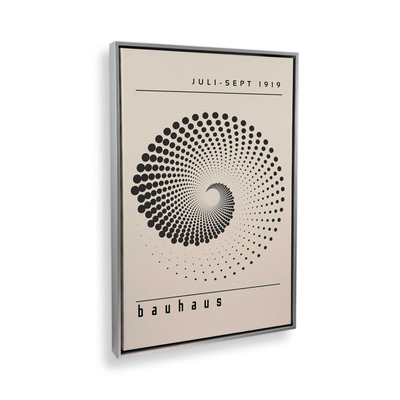 Impression sur toile Bauhaus Revolution optique, Cadre flottant en chrome poli, H 18,75 po x l 12,75 po x P 1,75 po