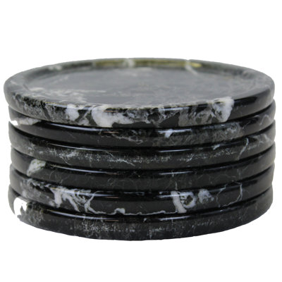 Marble Round 6 Piece Coaster Set