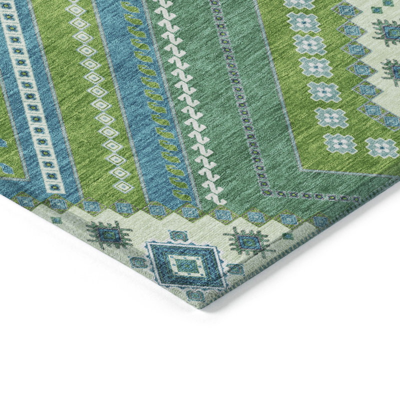 Lime Round Flat Woven Synthetic Washable Rug