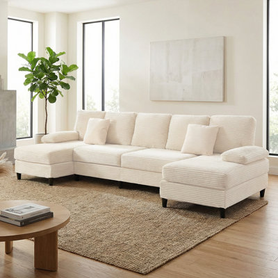 Canapé modulaire en forme de U de 111 po avec chaises doubles et coussins
