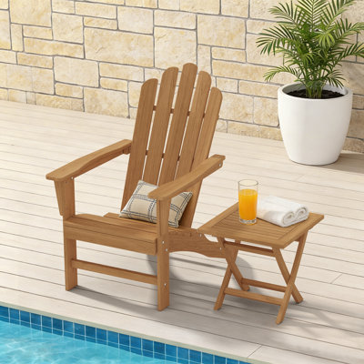  Grade A Teak Adirondack Chair Outdoor Patio Set of 2 (1 Chair + 1 Side Table)