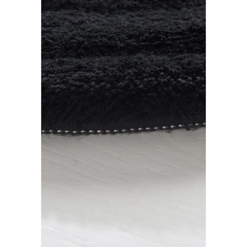 Non-Slip Acrylic Bathmat, 35.4 in Diameter | 30 mm Pile Height, 3.2 lbs/sq ft | Machine Washable, Black Color | Perfect for Stylish and Safe Bathrooms, Easy Care & Modern Design