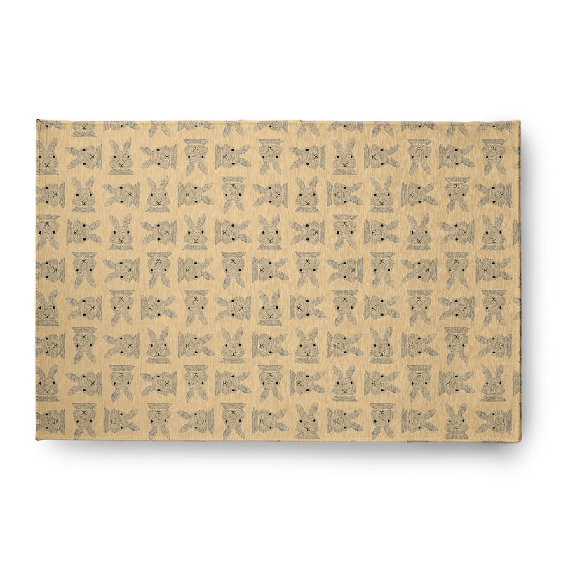 Tapis beige / gris tissé à la machine Elioth, Rectangle 4 pi x 6 pi