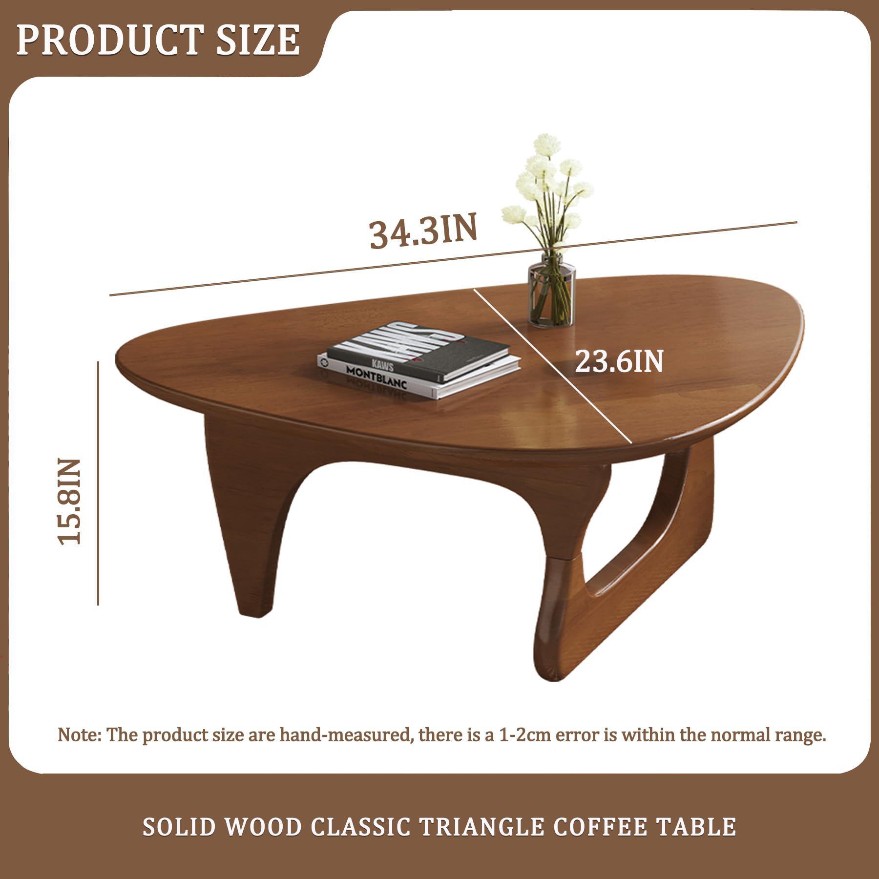 George Oliver Mid-Century Modern Triangle Coffee Table With Solid ...