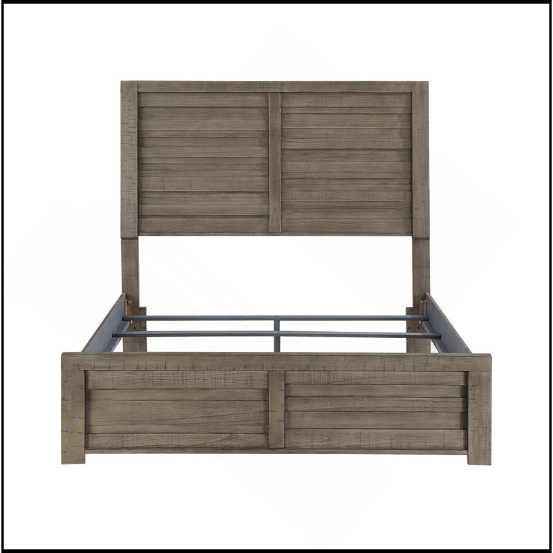 Lit de panneau de lit de style rustique pleine grandeur 1pc, Gris