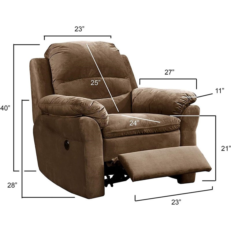 Modern Electric Recliner Chair With USB Port And Gentle Lumbar Massage, Brown