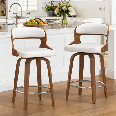Tabouret de comptoir pivotant 26 po avec pieds en bois Adelene