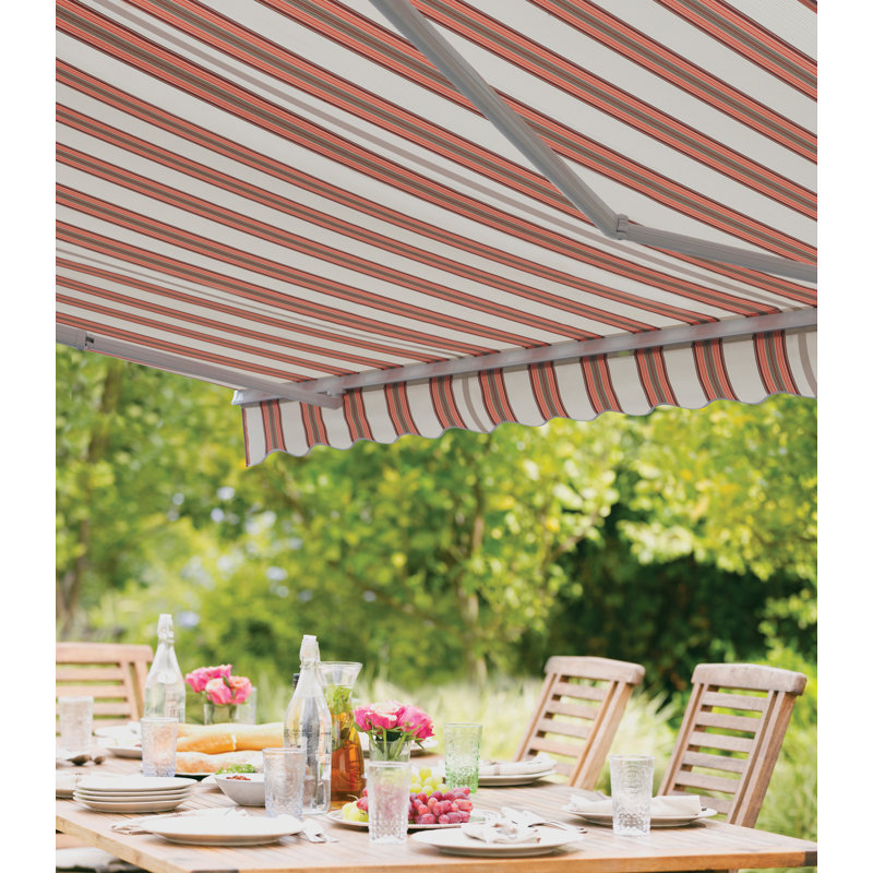 Dakota Fields Terracotta/Beige Outdoor Cover Retractable Patio Awning, 350cm W x 250cm D