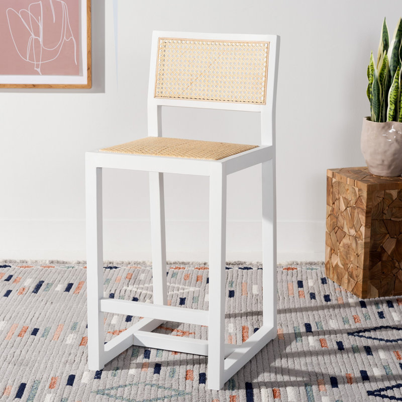 Cane Bar Stool, White, Counter Stool