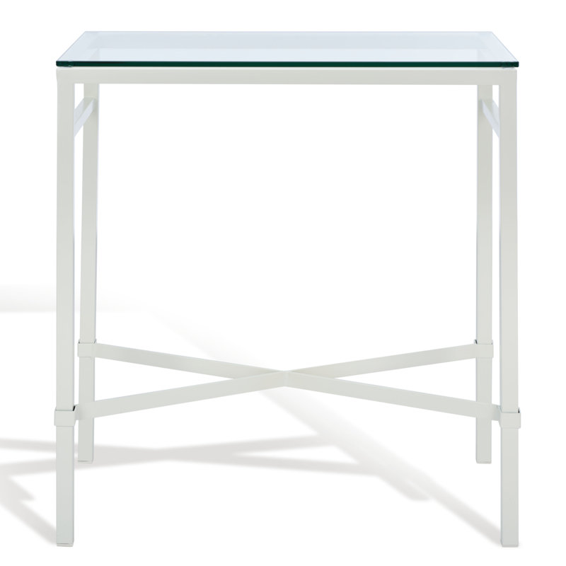 Vera Glass End Table, White