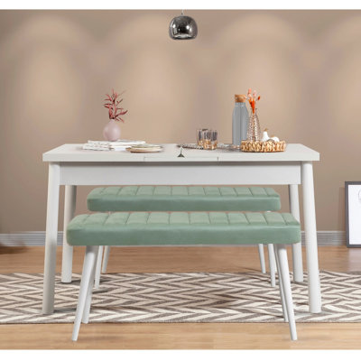 Ensemble de table de salle à manger et de banc extensible D d'effort (3 pièces)