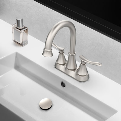 4-Inch Bathroom Faucet with 2-Handle with Pop-up Drain and Supply Hoses