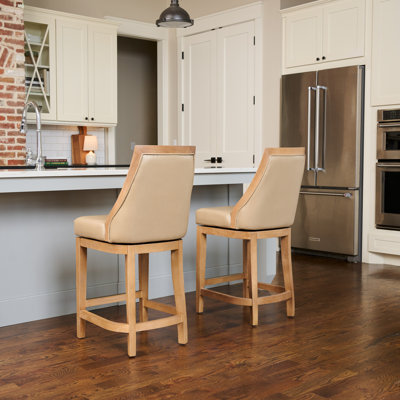 Maven Lane Vienna Swivel Stool with Faux Leather Upholstery