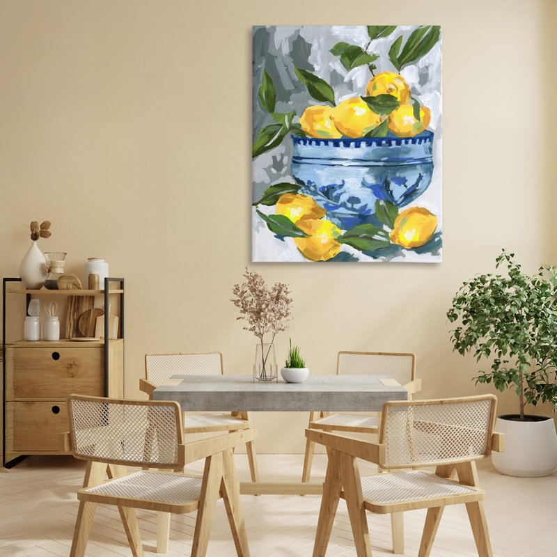 Indigo et toile bol citron, design par Melissa Wang, H 30 po x l 24 po