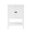 Lavabo de salle de bain élégant et moderne en céramique 24 po avec porte ouverte et armoire de rangement en céramique