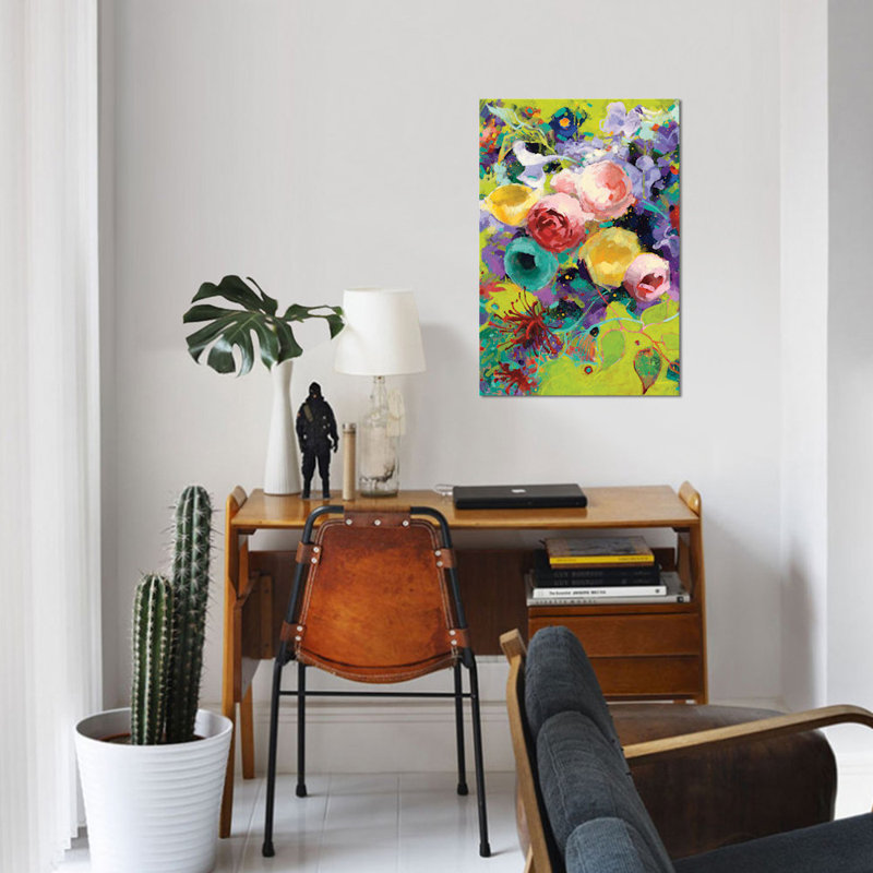 « des roses », reproduction sur toile tendue, H 26 po x l 18 po x P 1,5 po, Toile tendue, Pas de tapis